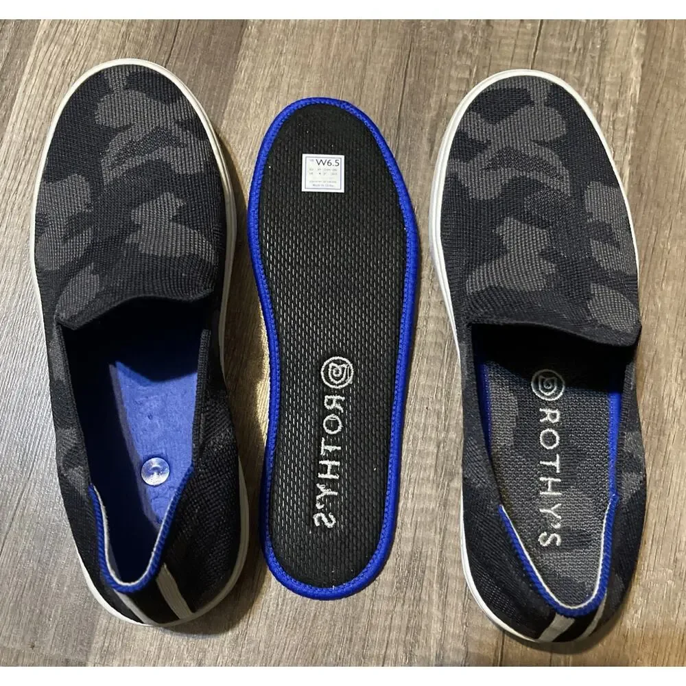 Rothy’s The Original Slip-on Comfort Sneaker Women Size 6.5‎ Gray & Black Camo